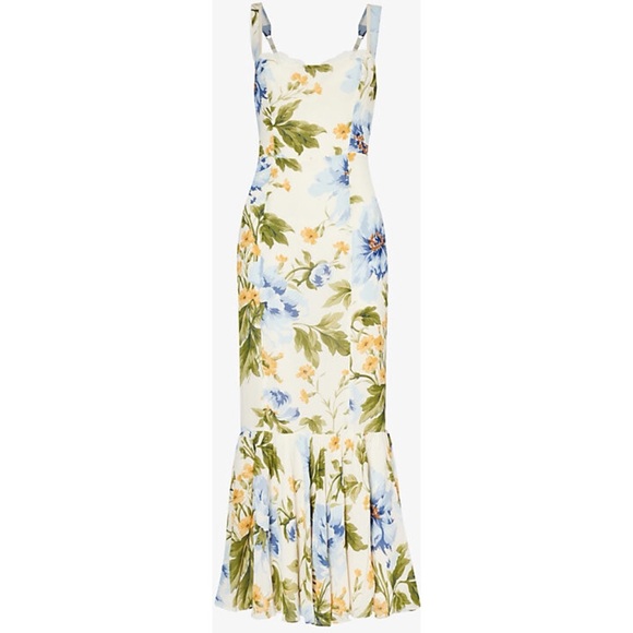 NWT Reformation Irisa Sweetheart Floral Midi Dress Size 2 Botanist - Picture 2 of 10